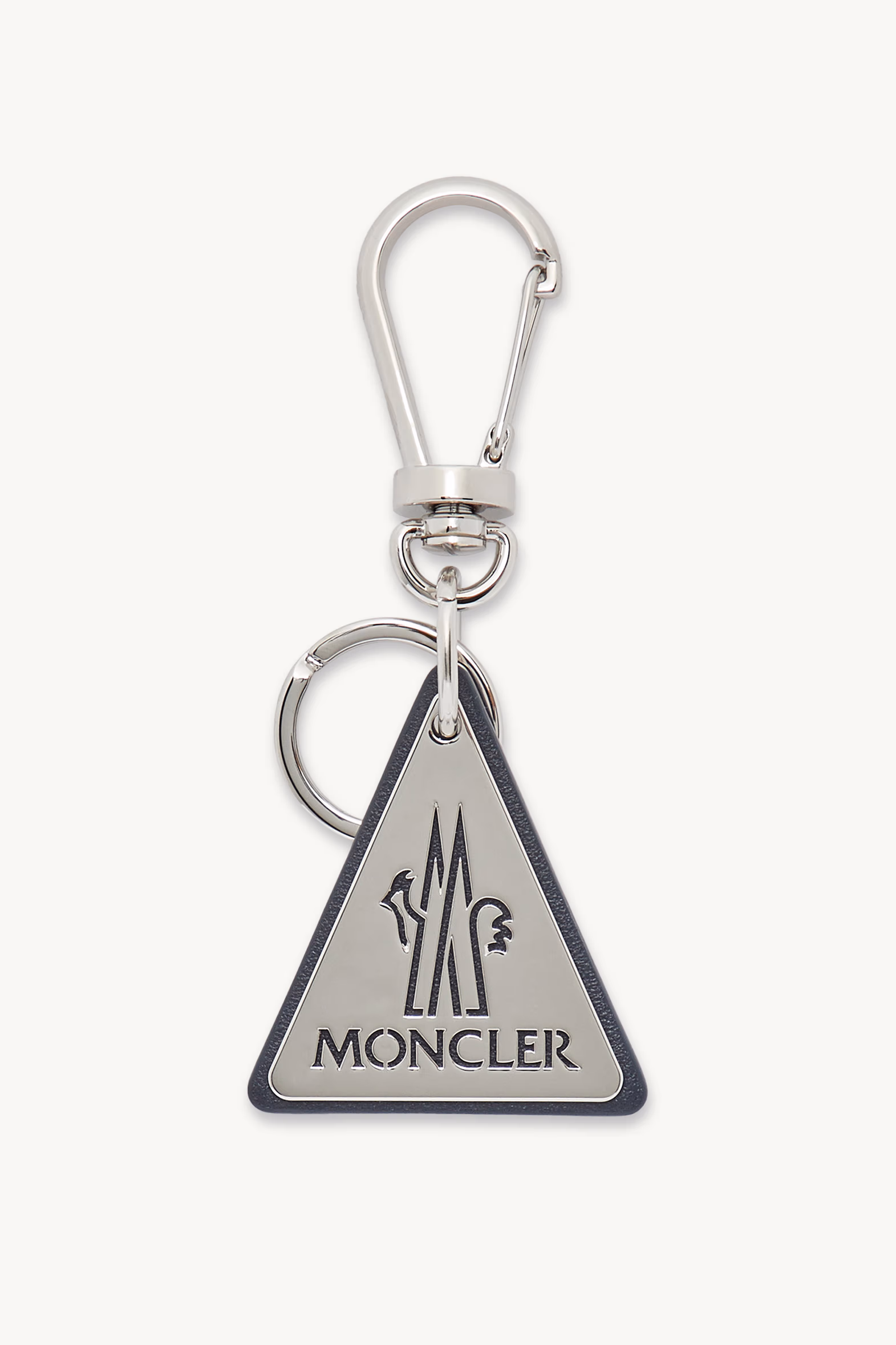 Logo Leather Key Ring Gender Neutral Silver Moncler 0